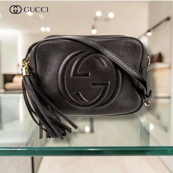 AUTHENTIC GUCCI SOHO DISCO SMALL BLACK LEATHER CROSSBODY BAG “GG” LOGO - Picture 2 of 7